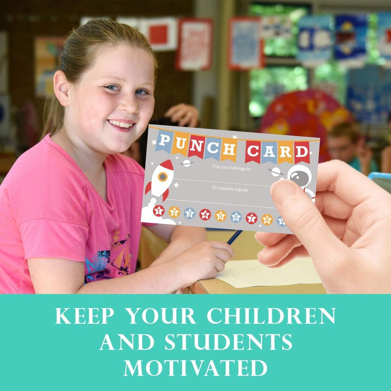 Gooji Punch Cards 100 Pack Incentive Loyalty Reward Card for Teacher, Behavior Punch Cards for Kids, Homeschool Classroom Supplies for Motivation, Business 3.5 inch x 2 inch - Image 5